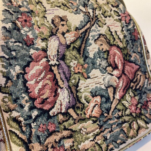 Vintage Julias Resnick JR Handbag Courting Couply Tapestry Needlepoint Gold - Picture 2 of 8
